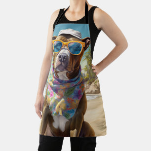American Staffordshire on Beach,summer gift Apron