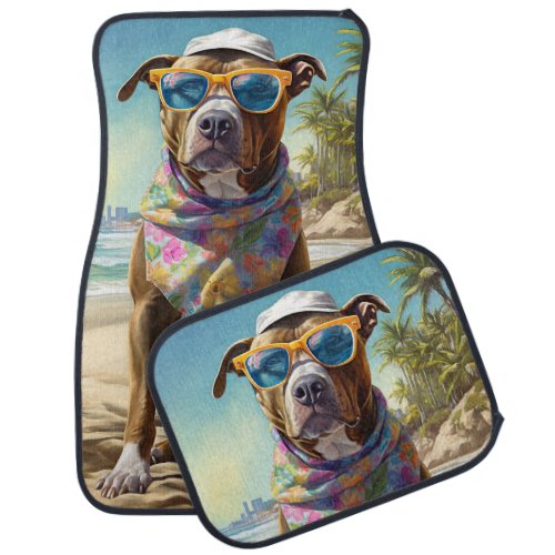 American Staffordshire on Beachsummer gift Car Floor Mat