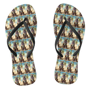 American Staffordshire on Beach,summer gift Flip Flops