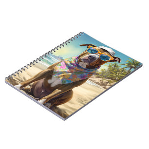 American Staffordshire on Beach,summer gift Notebook