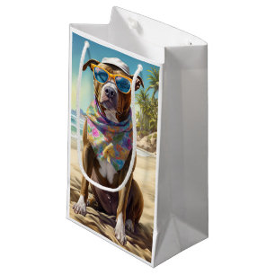 American Staffordshire on Beach,summer gift Small Gift Bag