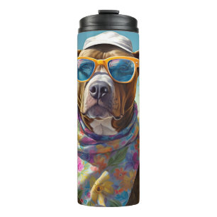 American Staffordshire on Beach,summer gift Thermal Tumbler