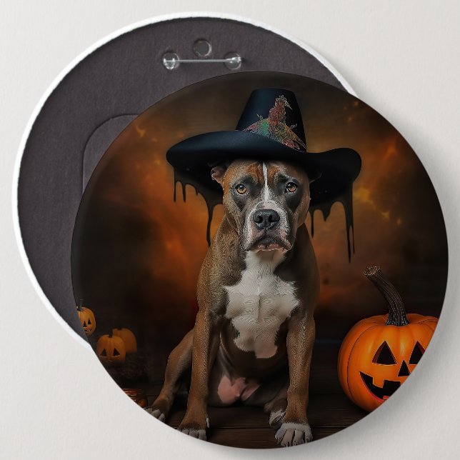 American Staffordshire Pumpkins Halloween Scary Button (Front & Back)