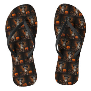 American Staffordshire Pumpkins Halloween Scary Flip Flops