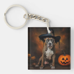 American Staffordshire Pumpkins Halloween Scary Keychain