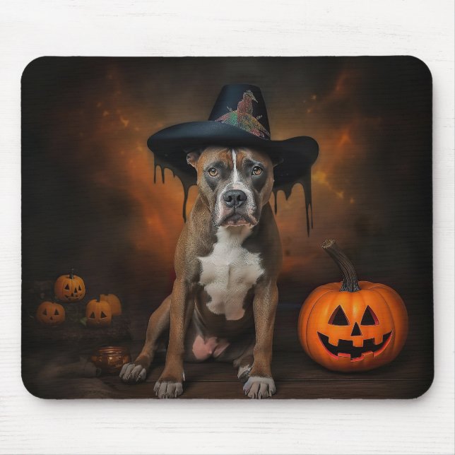 American Staffordshire Pumpkins Halloween Scary Mouse Pad (Front)