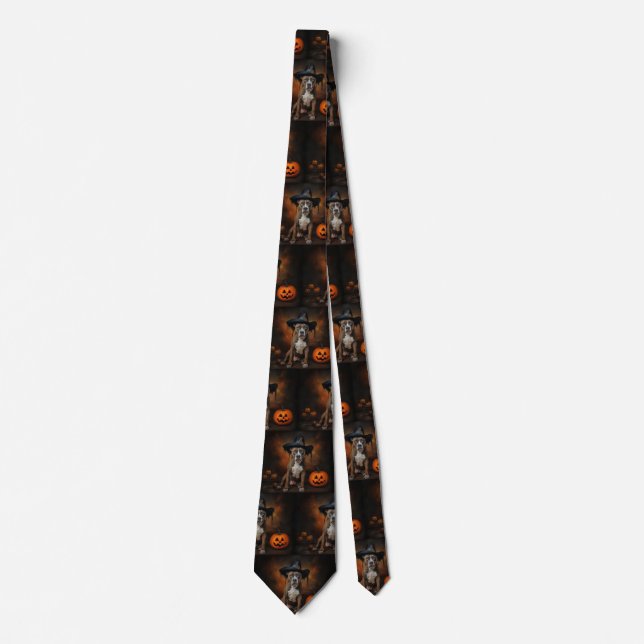 American Staffordshire Pumpkins Halloween Scary Neck Tie (Front)