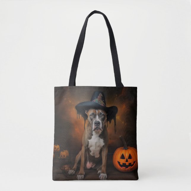 American Staffordshire Pumpkins Halloween Scary Tote Bag (Front)