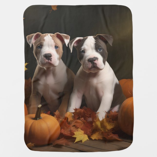 American Staffordshire Puppy Autumn Delight Baby Blanket (Front)