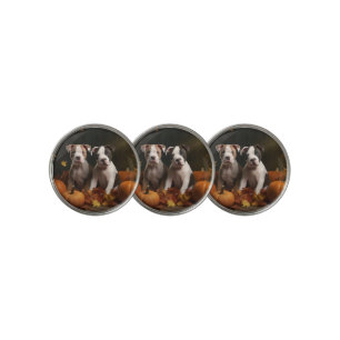 American Staffordshire Puppy Autumn Delight Golf Ball Marker