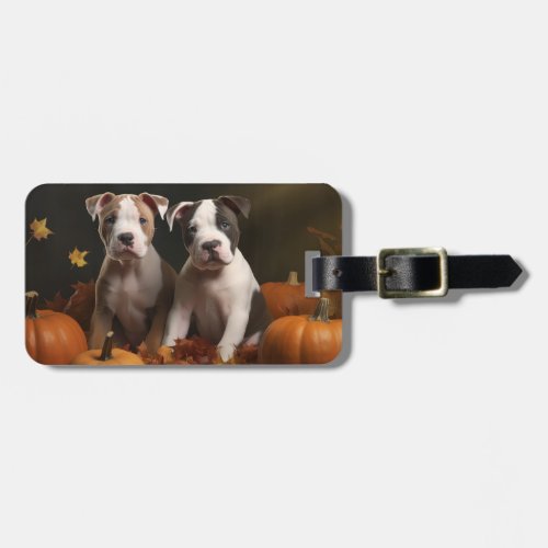 American Staffordshire Puppy Autumn Delight Luggage Tag