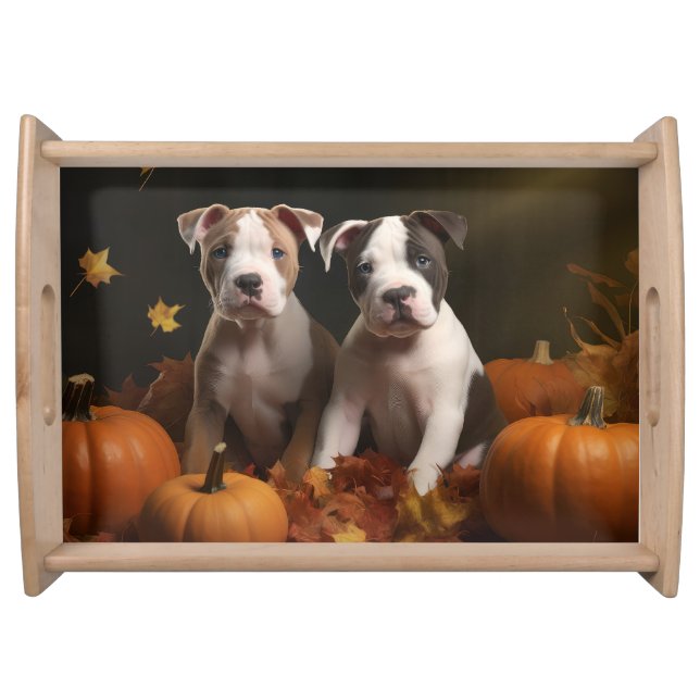 American Staffordshire Puppy Autumn Delight Serving Tray (Front)
