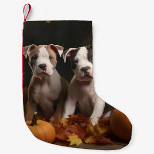 American Staffordshire Puppy Autumn Delight Small Christmas Stocking