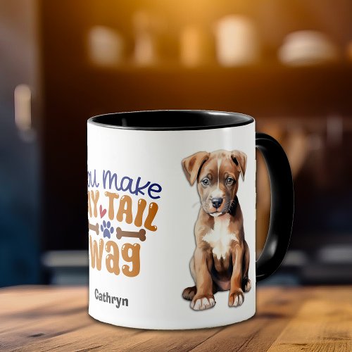 American Staffordshire Puppy You Make My Tail Wag Mug