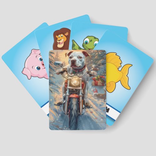 American Staffordshire Riding Motorcycle Christmas Matching Game Cards