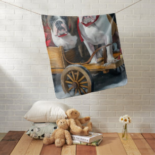 American Staffordshire Snowy Sleigh Christmas Baby Blanket