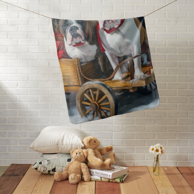 American Staffordshire Snowy Sleigh Christmas  Baby Blanket (In Situ)