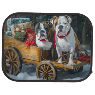 American Staffordshire Snowy Sleigh Christmas Car Floor Mat