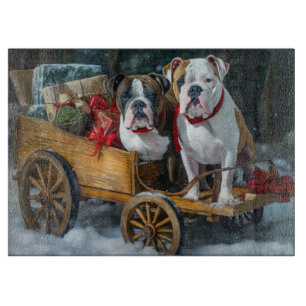 American Staffordshire Snowy Sleigh Christmas Cutting Board