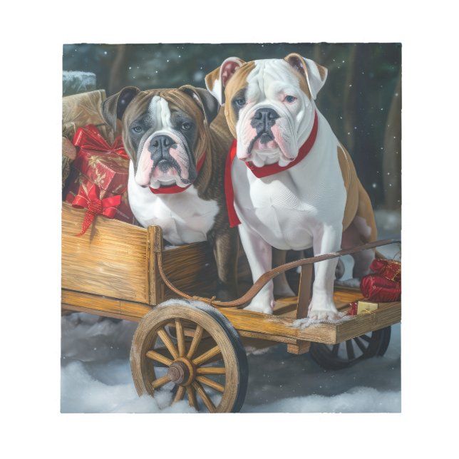 American Staffordshire Snowy Sleigh Christmas  Notepad (Front)