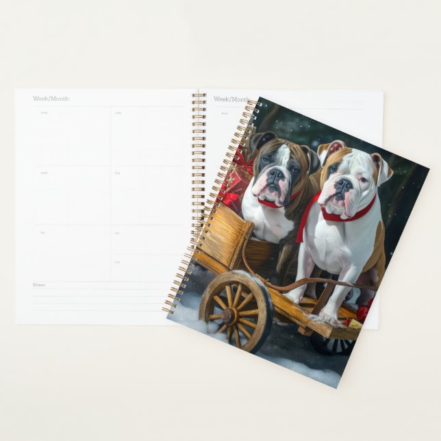 American Staffordshire Snowy Sleigh Christmas  Planner (Display)