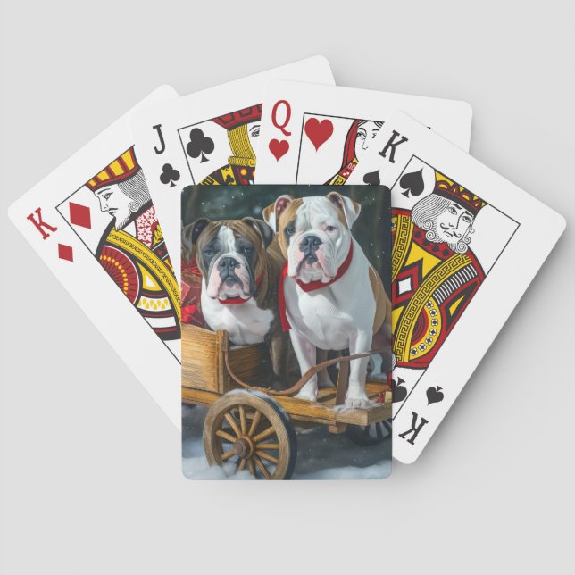 American Staffordshire Snowy Sleigh Christmas  Poker Cards (Back)