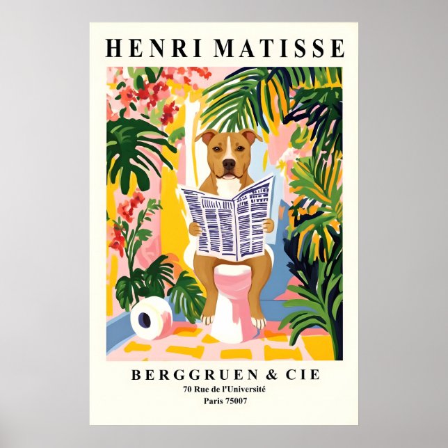 American Staffordshire Terrier Bathroom Print Funn (Front)