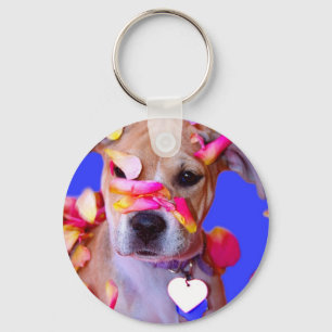 American Staffordshire Terrier Boxer Mix Puppy Dog Keychain