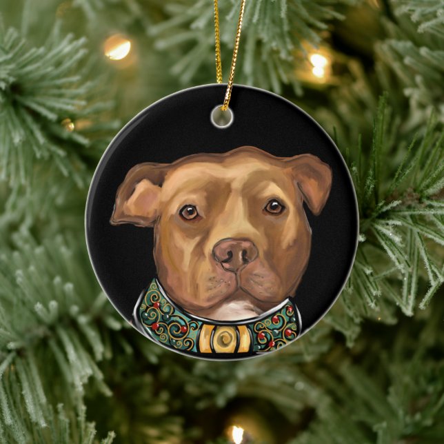 AMERICAN STAFFORDSHIRE TERRIER  CERAMIC ORNAMENT (Tree)