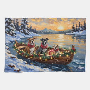 American Staffordshire Terrier Christmas Boat Kitchen Towel