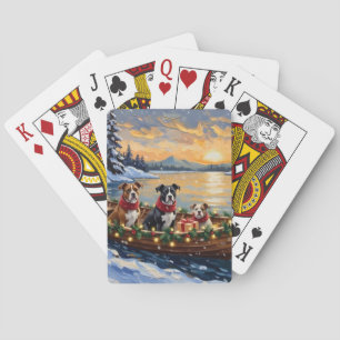 American Staffordshire Terrier Christmas Boat Poker Cards