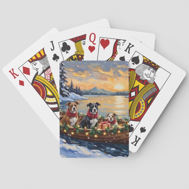 American Staffordshire Terrier Christmas Boat Poker Cards (Back)