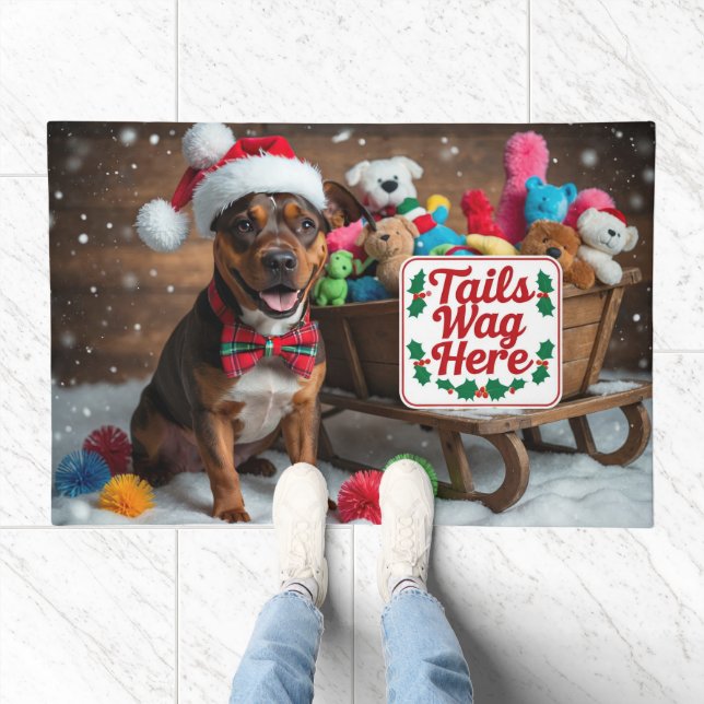 American Staffordshire Terrier Christmas Holiday  Doormat (Indoor)