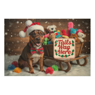 American Staffordshire Terrier Christmas Holiday  Wood Wall Art