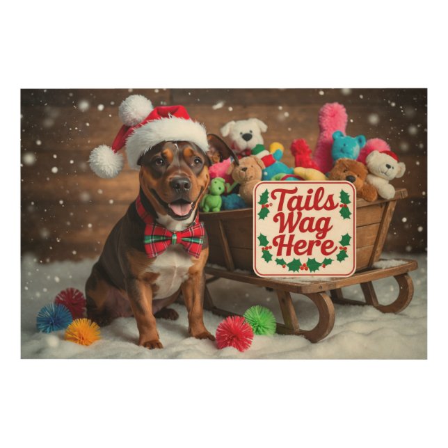 American Staffordshire Terrier Christmas Holiday  Wood Wall Art (Front)