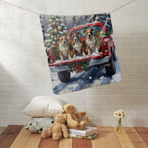 American Staffordshire Terrier Christmas Red Truck Baby Blanket