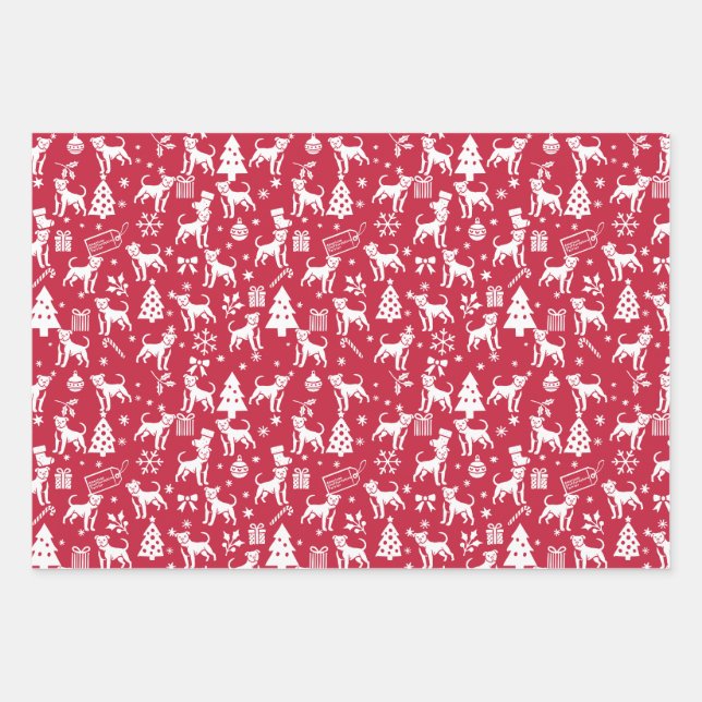 American Staffordshire Terrier Christmas Wrapping Paper Sheets (Front)