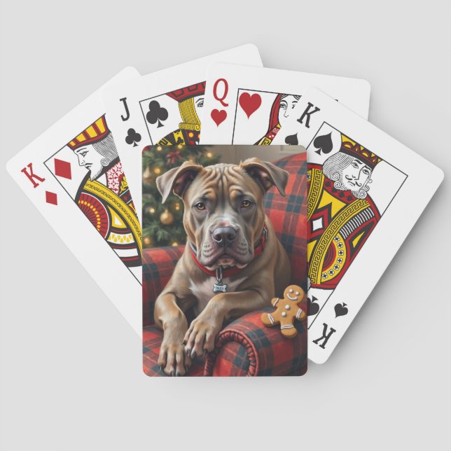 American Staffordshire Terrier Cozy Christmas Poker Cards (Back)