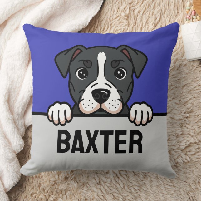 American Staffordshire Terrier Custom Amstaff Dog Throw Pillow (Blanket)
