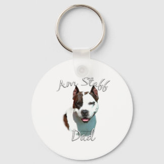 American Staffordshire Terrier Dad 2 Keychain