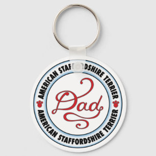 American Staffordshire Terrier Dad Keychain