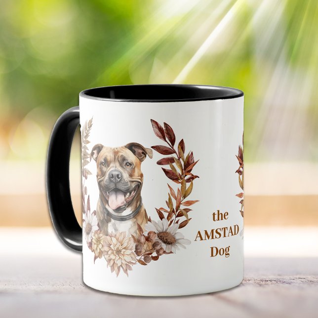 American Staffordshire Terrier Dog Autumn Wreath Mug (Creator Uploaded)