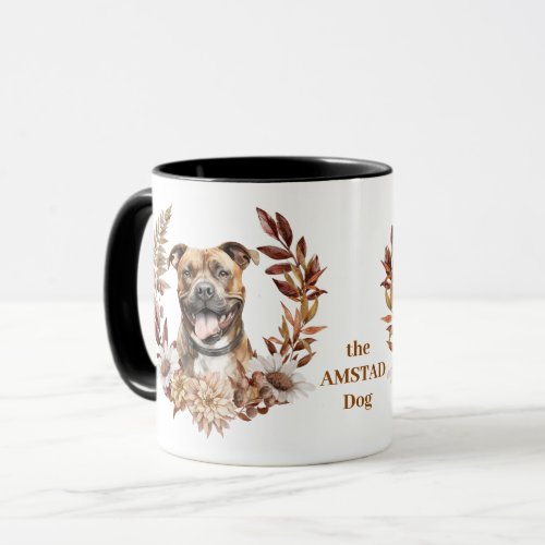 American Staffordshire Terrier Dog Autumn Wreath Mug