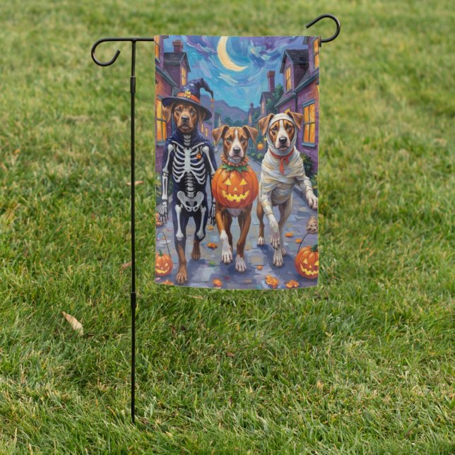 American Staffordshire Terrier Dogs Halloween Garden Flag (In SItu)