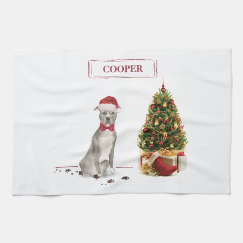 American Staffordshire Terrier Funny Christmas Dog Kitchen Towel