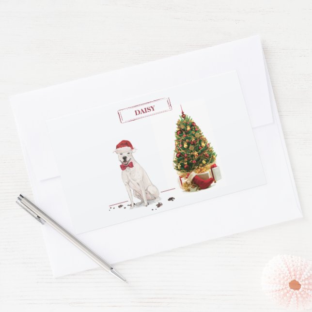 American Staffordshire Terrier Funny Christmas Dog Rectangular Sticker (Envelope)