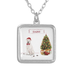 American Staffordshire Terrier Funny Christmas Dog Silver Plated Necklace