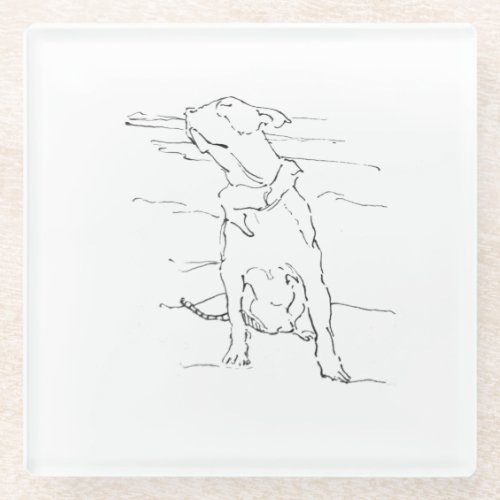 American Staffordshire Terrier Illustration Glass Coaster