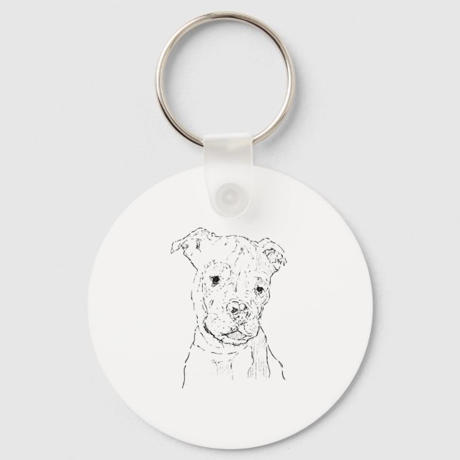 American Staffordshire Terrier Illustration Keychain (Front)