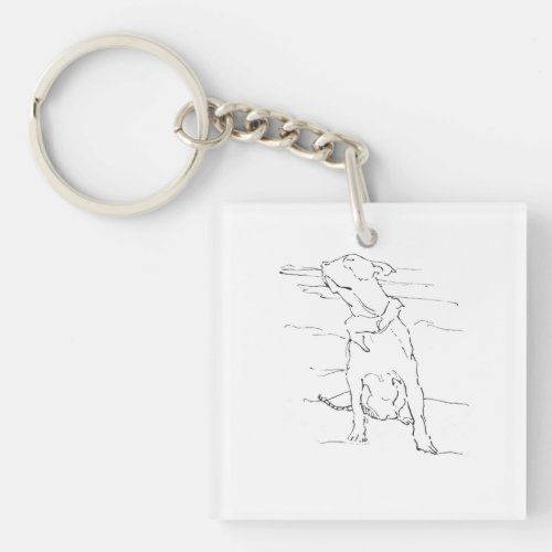 American Staffordshire Terrier Illustration Keychain